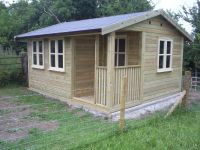 14 x 12 Artist Den with cream garden office doors and windows