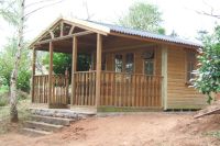 12x16 Pavilion with the doors in the front gable end. This building has an Onduline roof.