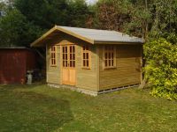 12 x 10 Summer Room with 6 pane double doors, 6 pane windows and a 9 pane window, with green felt. 