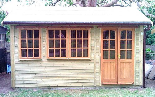 A Warwick Buildings Summer Room which features Georgian Style Double Doors & Windows. All Warwick Buildings can be pre-treated in a Protek Wood Treatment Colour prior to delivery. Visit
www.shedcare.co.uk to view the latest Protek Treatment and Colour Ranges